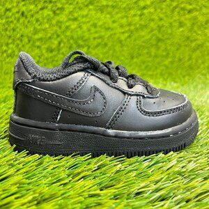 Nike Air Force 1 Low Toddler Size 5C Triple Black Athletic Leather Shoes Sneaker